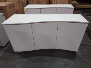 1 X BOXED LAZZARO SIDEBOARD IN WHITE WITH LED STRIP LIGHTS - SIZE 150 X 50 X 81CM - PLEASE NOTE CUSTOMER RETURNS -