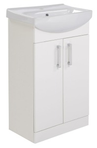 10 X BRAND NEW ARDENNO VANITY AND BASIN SET IN GLOSS WHITE - 88X39X55CM - BQFTP0654 - PLEASE NOTE SOME MAY BE WATER DAMAGED