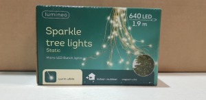 16 X LUMINEO 1.9M 640 LED SPARKLE TREE STATIC WARM WHITE LIGHTS